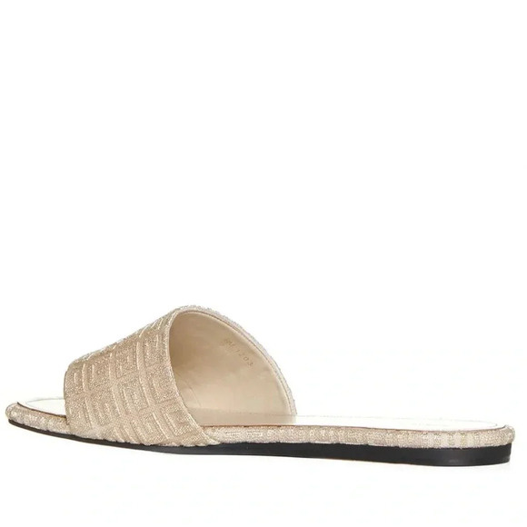 NEW Givenchy 4G Raffia Jacquard Gold Nude Slide Flat Sandal, Vacation, Size 7.5 - Picture 3 of 8